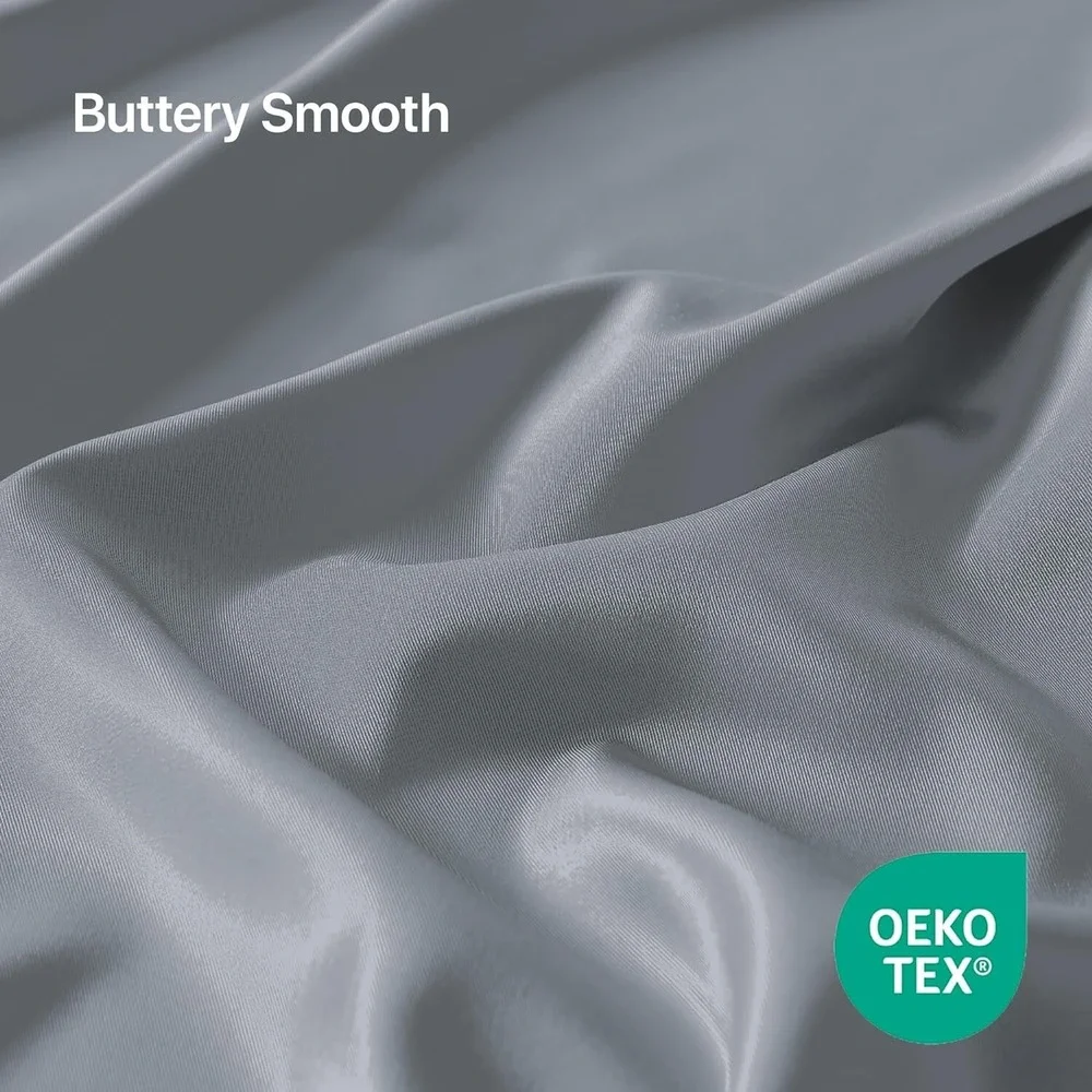 Super Soft Bamboo Viscose Bed Sheets Luxury Deep Pocket Cool Solid Sheet Set KG